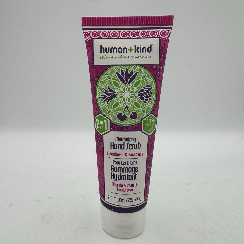 Human + Kind Moisturizing Hand Scrub Elderberry & Raspberry 75ml / 2.5 oz Sealed